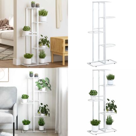 Piedistallo per Piante a 5 Piani 43x22x98 cm in Metallo Bianco - Piante a 5 livelli - Supporto per piante