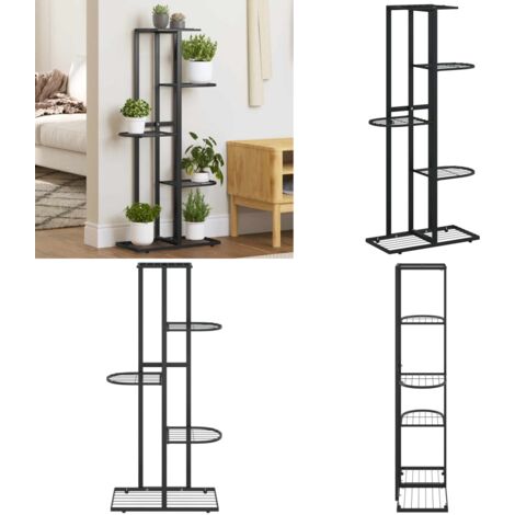 Piedistallo per Piante a 5 Piani 43x22x98 cm in Metallo Nero - Supporto per piante - Piante in casa