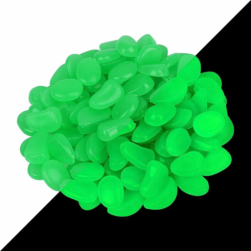 

Litzee - Piedra luminosa 200 PCS Guijarros luminosos Resina Piedra brillante Ilumina tu jardín Acuario Luz verde encantadora Decora la atmósfera de