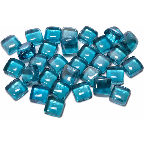 Piedras decorativas celestes en forma de cubo para chimenea de etanol - Celeste