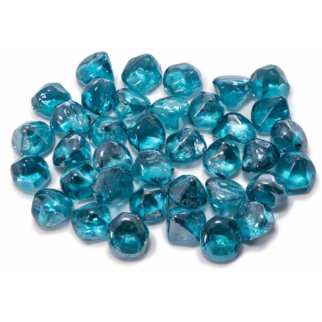 Piedras decorativas celestes en forma de diamante para chimenea de etanol - Celeste