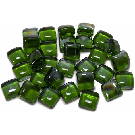 Piedras decorativas verdes en forma de cubo para chimenea de etanol - Verde