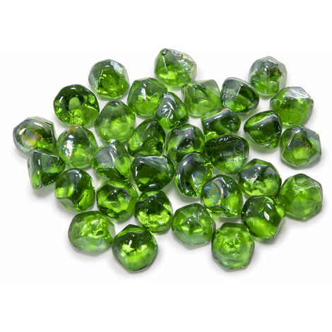 Piedras decorativas verdes en forma de diamante para chimenea de etanol - Verde
