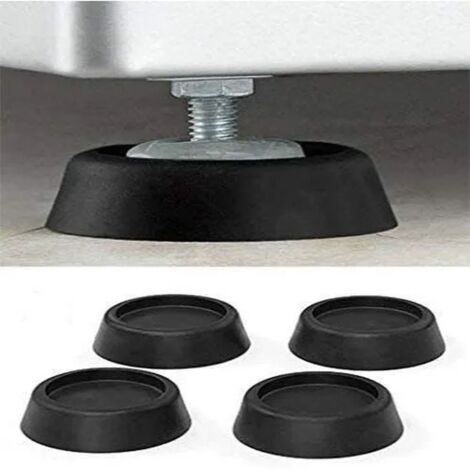 Pieds anti-vibration et anti-marche pour lave-linge - Lot de 4 patins en caoutchouc noir