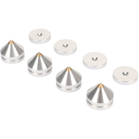 Pieds anti-vibrations pour enceintes, ampli et platine vinyle - Lot de 4 supports isolation acoustique argent