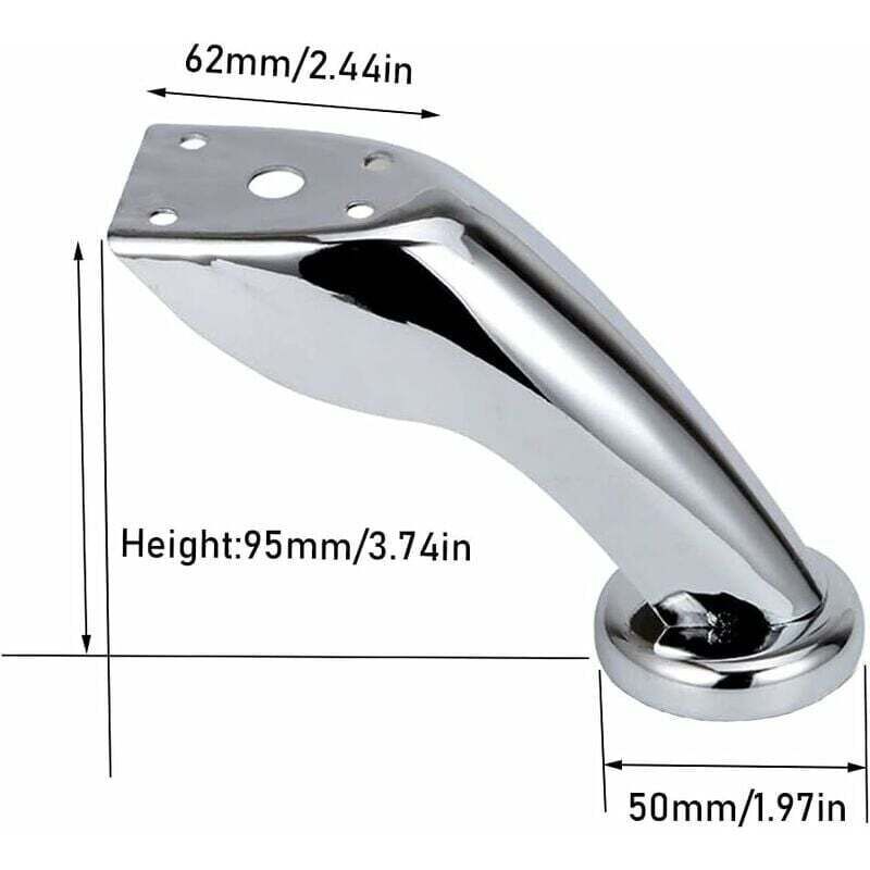 Alovez - Pieds Canapé épais Acier Inoxydable, Starlight Pieds de Meubles, Pieds Chromé, Meubles Armoire Lit Canapé Pieds, pour Canapés, Chaises,