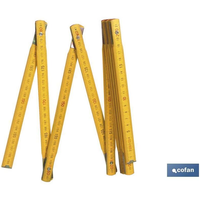 Règle en bois 2m. Couleur jaune