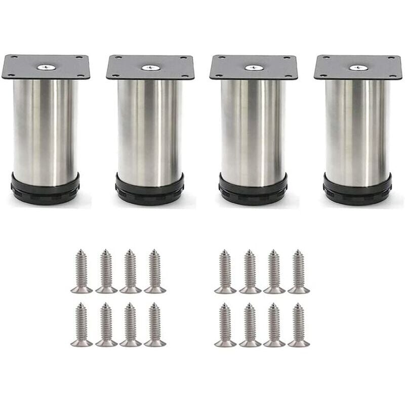 Pieds d'armoire épaissis brossés en acier inoxydable pieds d'armoire cylindriques épaissis hauteur 60mm 4