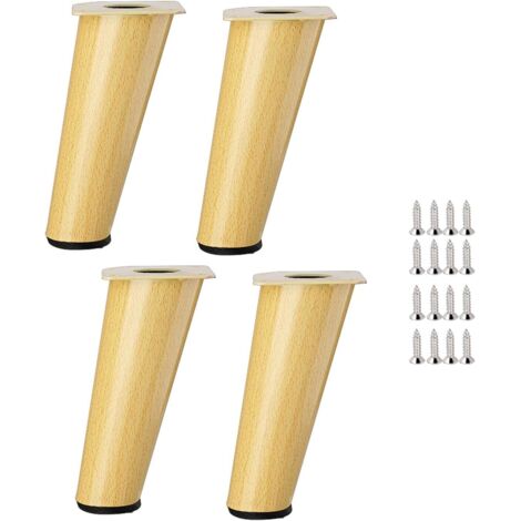 Pieds de canapé chinois imitation bois, couleur chêne blanc, pour meuble TV, pieds de support pour table et armoire, 4 pièces