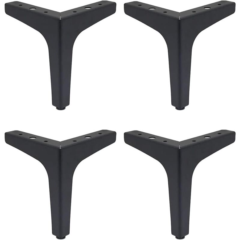 Pieds de canapé en métal pieds de remplacement de meubles pieds de canapé noirs pieds d'armoire triangulaires robustes ensemble de 4 (4 pouces)