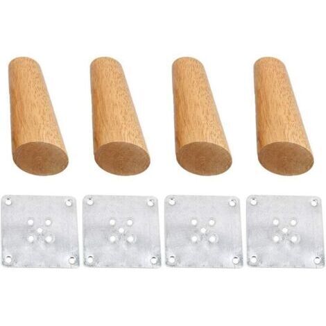 Pieds de canapé pieds de table en bois massif pieds d'armoire 4pcs55  415 points pieds ronds en bois eucalyptus bouche oblique