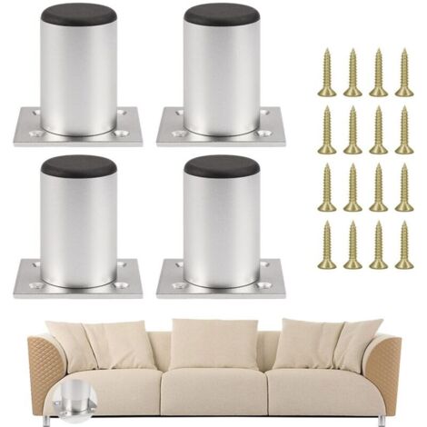 Pieds de Meuble, 4 Pièces Pied Reglable Pour Meuble, 60mm Pied Meuble Salle de Bain, Ronds Pied Canapé, Pieds de Meubles en d'aluminium, Hauteur Réglable 0-10 mm, pour Table, Chaise, Bureau, Armoire