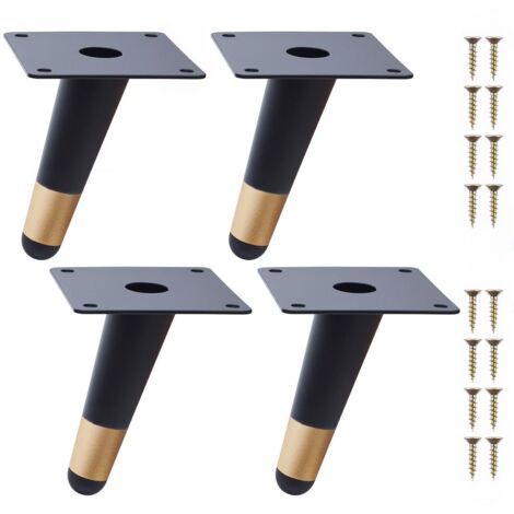 Pieds de Meuble 4Pcs Pieds de Table Oblique Cône Pieds de Canapé Pieds d'armoire en Métal pour Armoire Chaise Table Basse (10cm Hauteur)