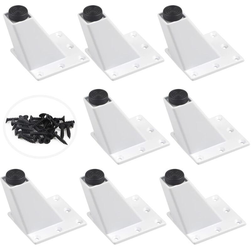 Pieds de Meuble, 8 Pièces Pieds de Meuble Réglable, Blanc Remplacement de Jambes de Canapé, Pieds de Meubles Obliques en Métal en Aluminium, Vis de
