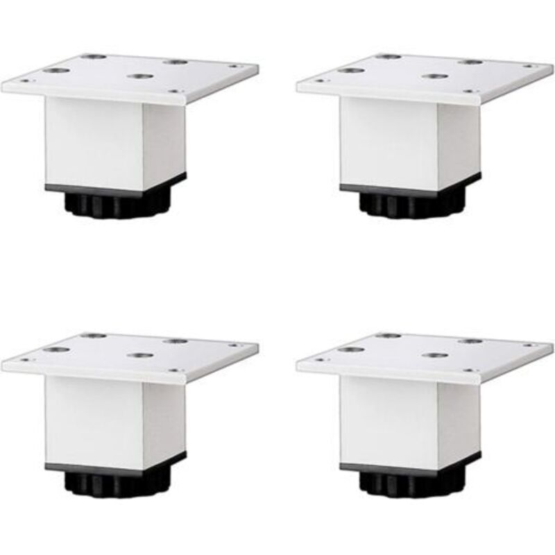 Pieds de meuble de cuisine et de salle de bain en alliage d'aluminium, pieds de meuble carrés réglables, argent givré, 4 pièces (5 cm/2 pouces)