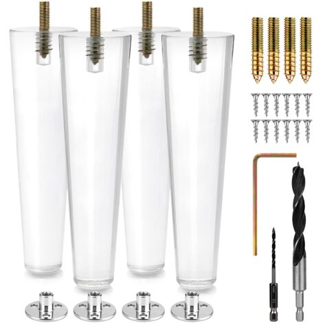 Pieds de Meuble en Acrylique Transparent pour Canapé et Table Basse - 50x100 mm (Lot de 4)