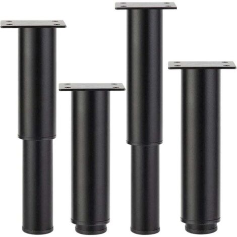 Pieds de meuble en métal réglables 20–37 cm – Lot de 4 pour table, canapé, cuisine ou TV, fixation facile