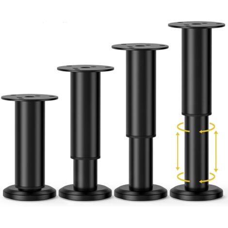 Pieds de meuble métalliques réglables 18-30 cm, supports pour canapé, lit, table basse, bureau, ajustables en hauteur