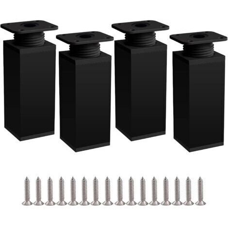 Pieds de meuble réglables 4 pièces – Hauteur 10cm – Alliage aluminium – Vis en acier inoxydable incluses – Pour tables et armoires