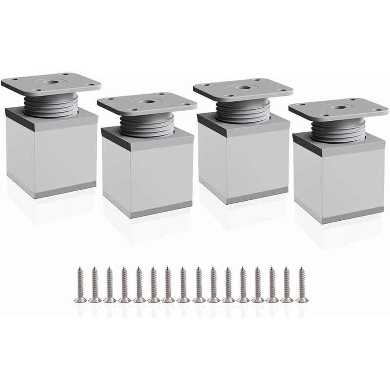 Linghhang - Pieds de meuble réglables, 4 pieds d'armoire 50 mm Hauteur réglable 0-20 mm Pieds de table en aluminium pour bureaux, canapés et meubles