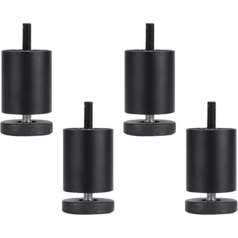 Pieds de meuble réglables en aluminium avec tige filetée, pieds de table en métal, pieds de canapé, noir mat, lot de 4 (8cm / 3.1in)