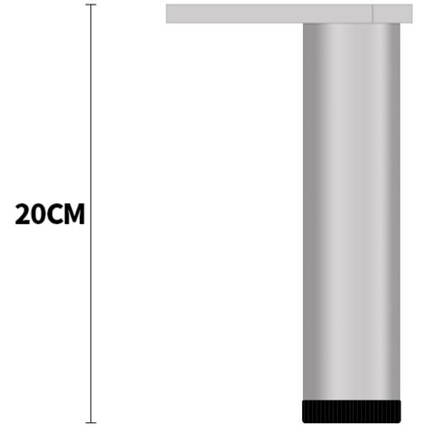 Pieds de meuble réglables en aluminium, pieds pour meuble cuisine salle de bain hauteur 20 cm,paquet de 4 pièces