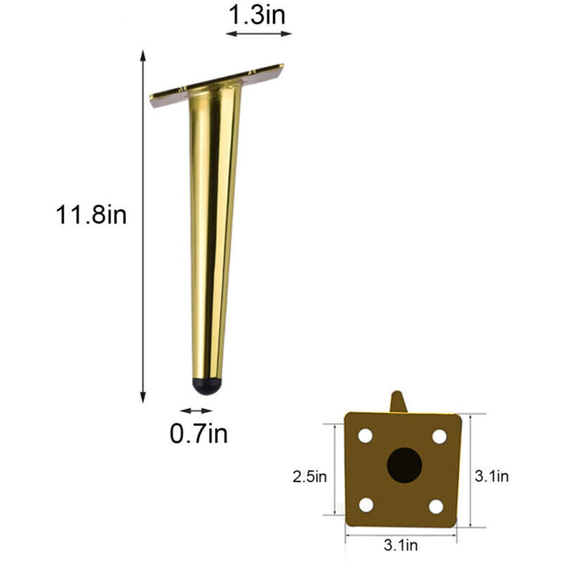Pieds de meuble TV, canapé, table à thé, pieds de table, doré, 30 cm
