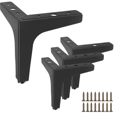 Pieds de Meubles, 4 pièces Pieds de Table, 10cm Pieds de Meubles en métal Bricolage, Noir Pied de Table Modernes en Métal en Forme de Triangle, avec vis