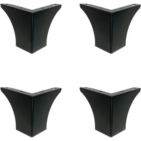 Pieds de meubles de cuisine DIY, pieds de 100 mm pour table basse, armoires, lit, canapé, pieds de chaise de bureau en métal noir robuste, silencieux, antidérapants, lot de 4