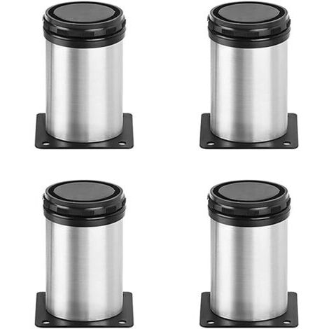 Pieds de meubles en acier inoxydable, pieds de table réglables en métal pour meubles TV, bancs, tables à manger, chaises, armoires, lot de 4 (8 cm)