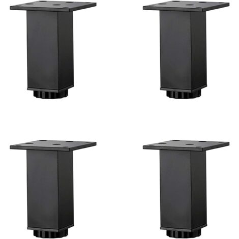 Pieds de Meubles en Alliage D'aluminium Réglables en Hauteur,Pieds de Table Basse de Canapé,Pieds D'armoire de Salle de Bain de Lavabo 38mm,Noir Mat,avec Vis,4 pieds (10cm/3.9in)