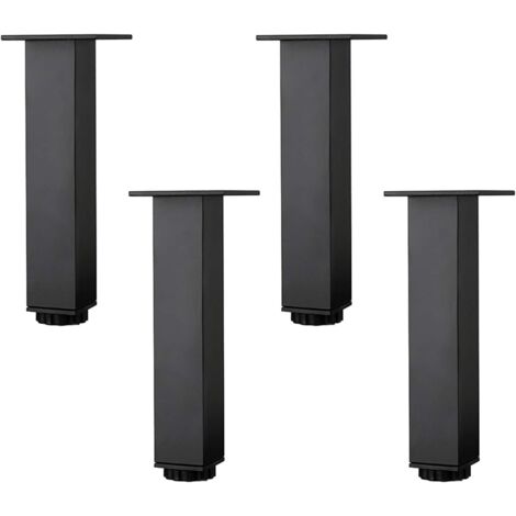 Pieds de Meubles en Alliage D'aluminium Réglables en Hauteur,Pieds de Table Basse de Canapé,Pieds D'armoire de Salle de Bain de Lavabo,38mm,Noir Mat,avec Vis,4 pieds (20cm/7.9in)