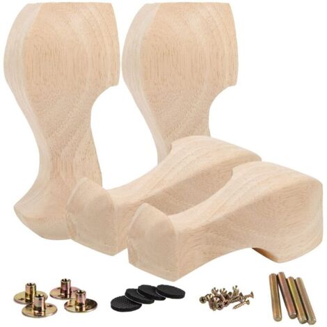 Pieds de Meubles en Bois de 6 pouces / 15 cm, Ensemble de 4 Pieds de Remplacement de Meubles sculptés en Bois Massif de Style européen, décoration pour canapé, Armoire, Table, Causeuse-