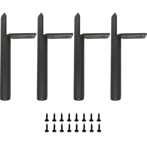 Pieds de meubles en métal noir de 13 cm, pieds de table en métal, capacité de charge jusqu'à 800 kg, adaptés pour canapé, table basse, meuble TV, lit et autres meubles