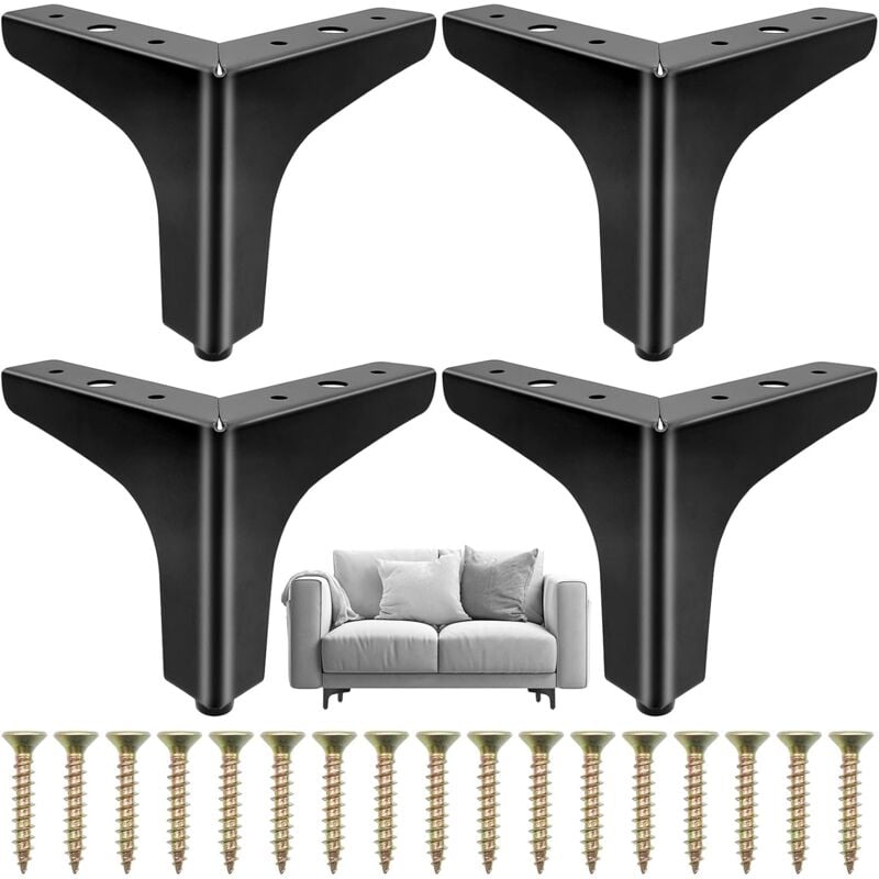Fei Yu - Pieds de Meubles Métal Noir 4 Pièces Pieds de Canapés de Remplacement pour Projets diy, Canapé, Table basse, Placard (10cm)