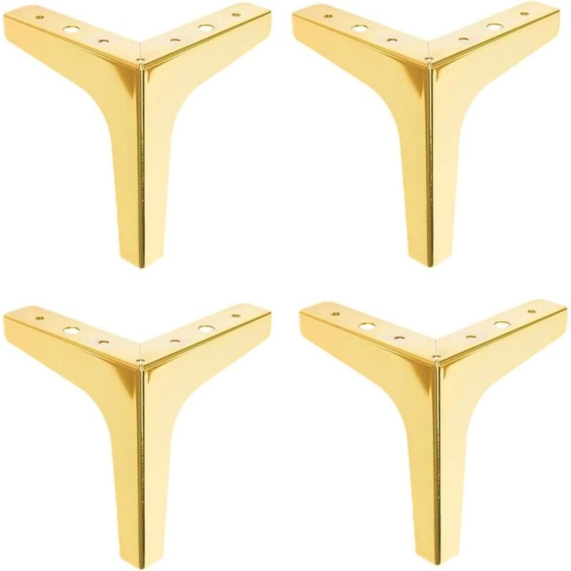 Serbia - Pieds de meubles modernes, pieds de remplacement de meubles, hauteur 10 cm, lot de 4 (or)