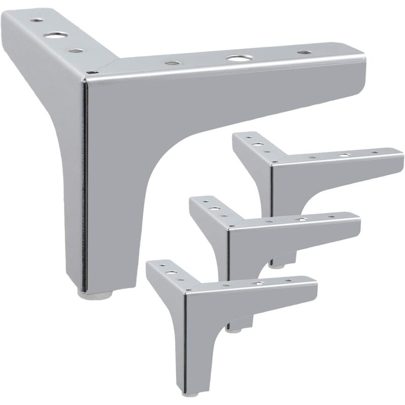 Serbia - Pieds de meubles modernes, pieds de remplacement de meubles, hauteur 10 cm, lot de 4 (argent)