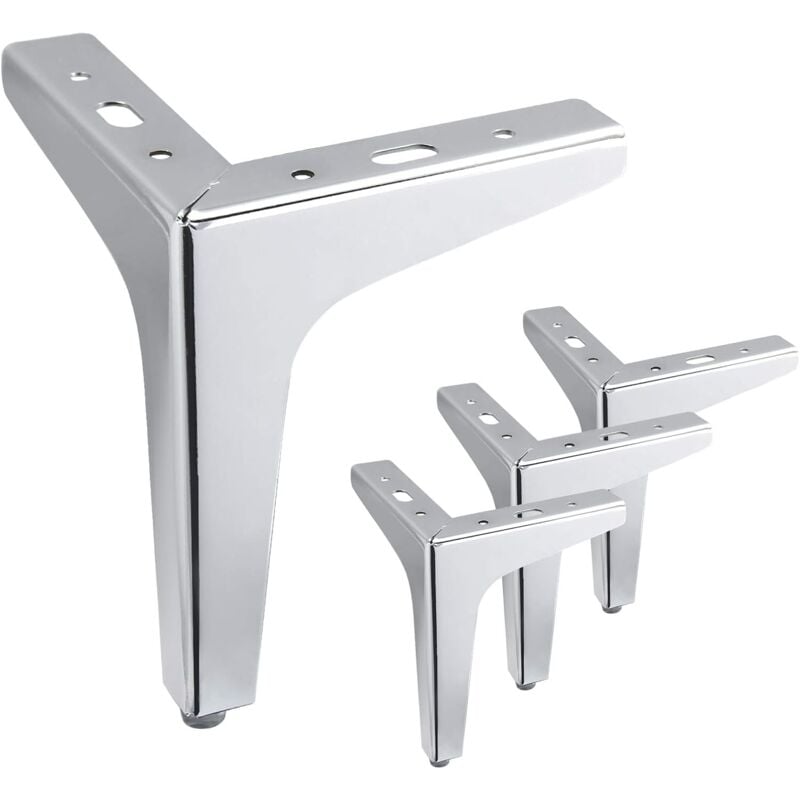 Serbia - Pieds de meubles modernes, pieds de remplacement de meubles, hauteur 15 cm, lot de 4 (argent)