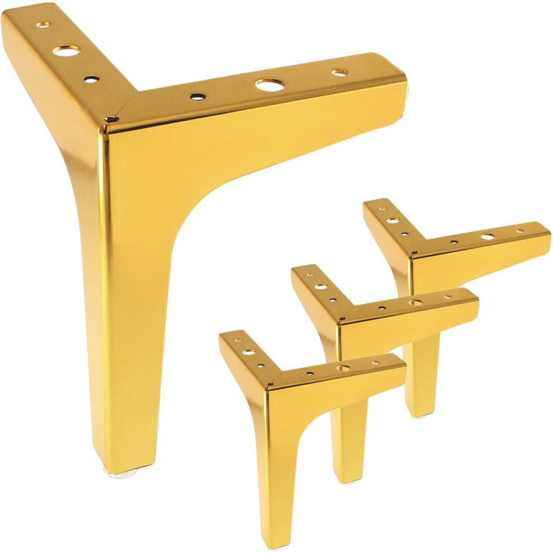 Serbia - Pieds de meubles modernes, pieds de remplacement de meubles, hauteur 13 cm, lot de 4 (or)