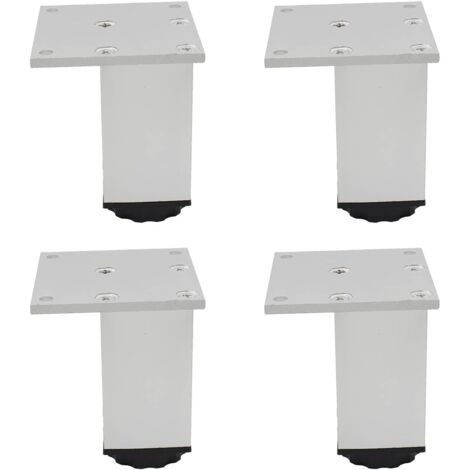 Pieds de meubles réglables en aluminium, lot de 4, pour meubles, canapés et tables, argent, 8 cm (plage de réglage 80-98 mm)