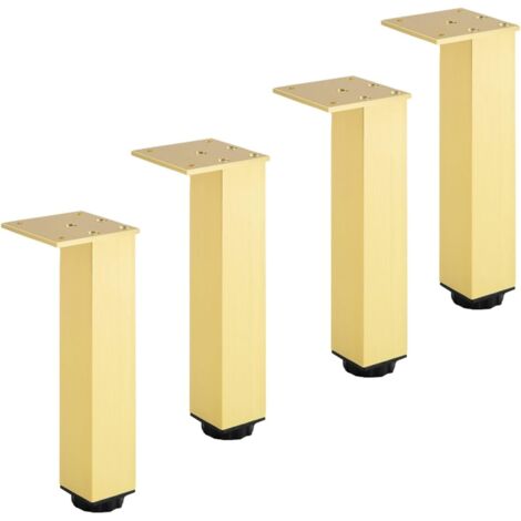 Pieds de meubles réglables en aluminium, lot de 4, pour meubles, canapés et tables, doré, 18 cm (plage de réglage 180-198 mm)