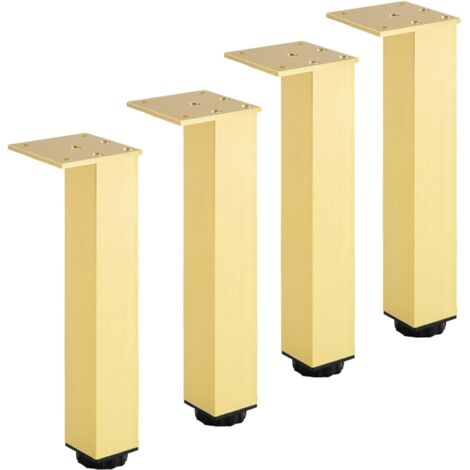 ANGEL CERDA Pieds de meubles réglables en aluminium, lot de 4, pour meubles, canapés et tables, doré, 25 cm (plage de réglage 250-268 mm)
