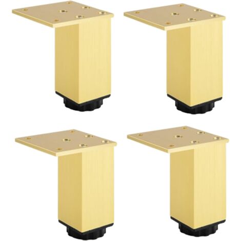 Pieds de meubles réglables en aluminium, lot de 4, pour meubles, canapés et tables, doré, 8 cm (plage de réglage 80-98 mm)