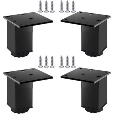 Pieds de meubles réglables en aluminium, lot de 4, pour meubles, canapés et tables, noir, 6 cm (plage de réglage 60-78 mm)