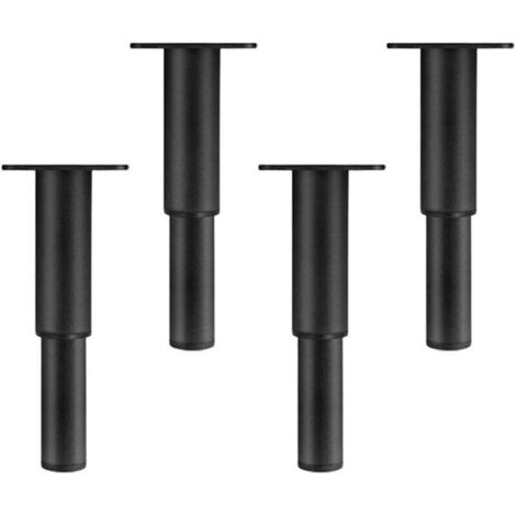 Pieds de meubles réglables en métal (lot de 4) pour canapés, tables et coiffeuses, noir - 20 cm à 37 cm