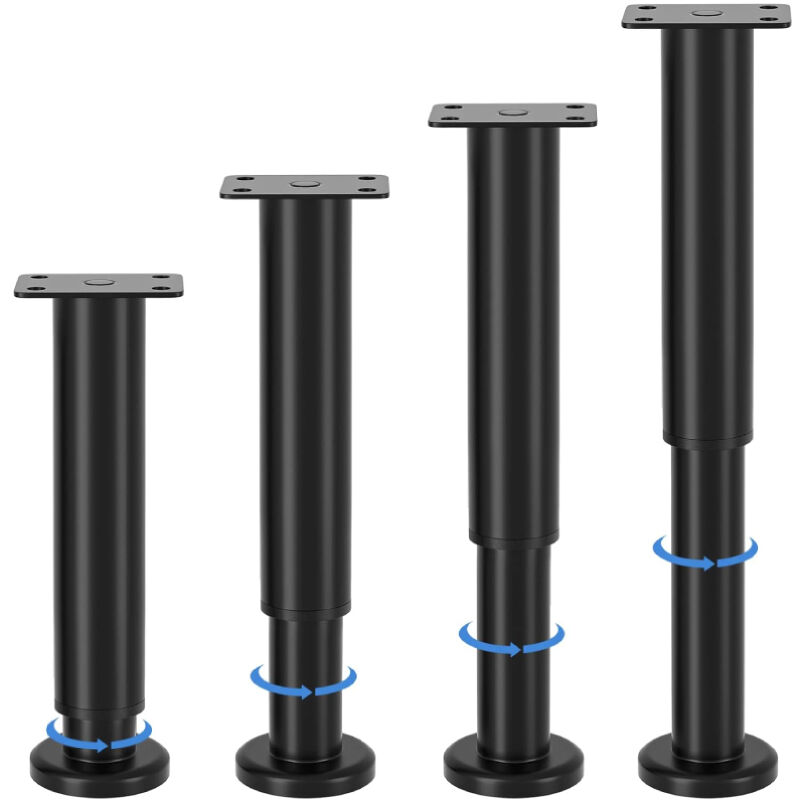 pieds de meubles réglables, hauteur ajustable de 18 à 30 cm, pieds de meubles en métal noir, pour armoires, meubles TV, lits, canapés, tables de
