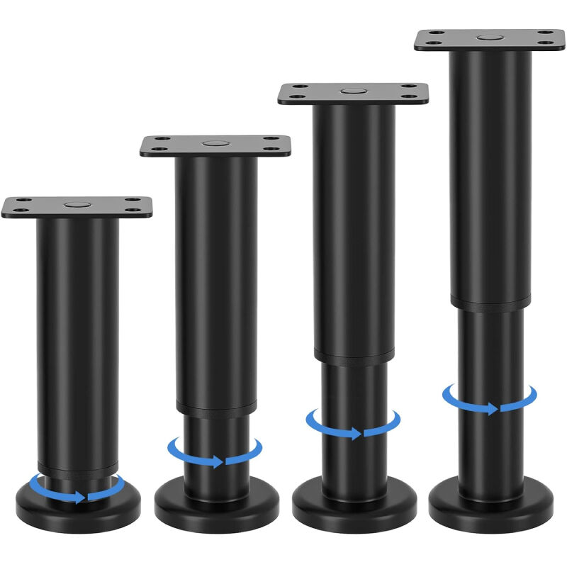 pieds de meubles réglables, hauteur ajustable de 8 à 12 cm, pieds de meubles en métal noir, pour armoires, meubles TV, lits, canapés, tables de