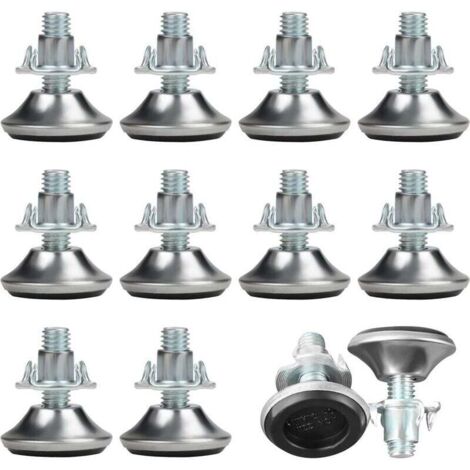 Pieds De Meubles Réglables M8 X 30 Mm 12 Pièces Avec Coussinets En PP Et Écrous En T