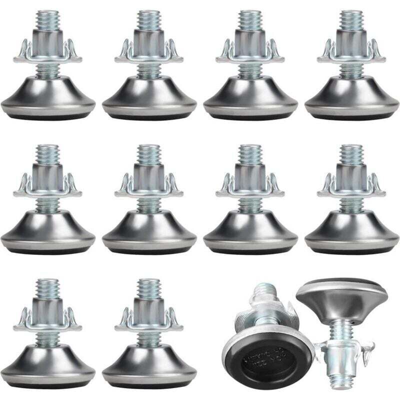 Pieds de meubles réglables M8 x 30 mm (12 pièces) – Pieds cylindriques réglables de taille moyenne avec coussinets en PP et écrous en T, curseurs de