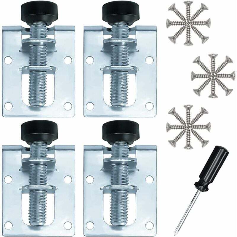 Pieds de Nivellement Meuble Réglables en Fer Galvanisé M10 Niveleurs pour Meubles, Tables, Armoires, Établis et Étagères(4 Pièces)